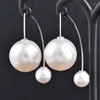 أقراط مسمار Sinleery Fashion Big Champagne Gray White Pearl for Women Party Wedding Association ES341