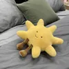 Adorable sourire visage blanc lune jaune soleil peluche peluche mignon dessin animé météo peluche jouet pour enfant chambre décor canapé coussin 240118