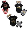 Baby Christmas Clothing Sets 5 Design Cartoon Printed Jumpsuit Kids Girls Stripe Bow Tie Headband Leg Warmer 3Pcs Outfit 02T 04228850735