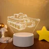 Night Lights Locomotive Model LED Light 3D Vision Car Motorcycle Table Lamp Desk Decorative Bedroom Lighting Festival Children's Gift