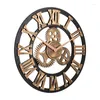 Relógios de parede AT14 19,68 polegadas 3D Relógio Rústico com Engrenagem Decorativa Vintage Numerais Romanos para Presente de Aquecimento de Casa
