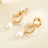 dangle earrings luxury Natural Pearls for Women Korean Style Sparkle Crystal Gold Miltated亜鉛合金エレガントドロップイヤリングジュエリー