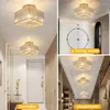 Luzes de teto moderna luz cristal montagem embutida lustres lâmpada led quarto corredor entrada luminárias e27 ouro preto