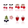 Stud Earrings 2024 Fashion Jewelry Korean Enamel Crystal Pearl Flower Strawberry Cherry Set Brincos For Women Girls