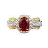 Bagues de cluster Vintage Lab Ruby Diamond Bague Real 925 Sterling Silver Engagement Bande de mariage pour femmes Bijoux de mariée Cadeau