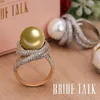Bride Talk Fashion Brand Women Pearl Ring Cubic Zirconia Twisted Lines Luxury Finger Rings Eleganta smycken för bröllopsfest 240125
