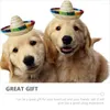 Dog Apparel 2 Pcs Hats Mexican Sombrero Wear-resistant Puppy Delicate Pet Household Straw Decorative