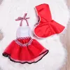 née enfant en bas âge bébé filles licou Tutu barboteuse robe cape rouge petit chaperon rouge tenues fête Cosplay Costume 0-24 M 240124