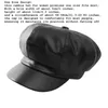 Baskagonal sboy hatt mode pu läder toppade cap case höst vinter basker damer flickor flickor