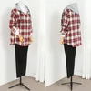 Plus Size 5XL Women Winter Fleece Shirts Colorful Plaid Long Sleeve Ladies Blouse and Shirts Hooded Button Cardigan Tops KT74 240130