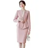 Lenshin Lange Rock Anzüge Frauen Rüschen Herbst Winter Formale Dünne Blazer Sets Büro Damen Business Arbeit Tragen 240202