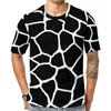 T-shirts pour hommes T-shirt imprimé peau de girafe Art animalier T-shirt graphique à manches courtes à la mode T-shirts surdimensionnés décontractés originaux