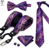 Set di bretelle da uomo per adulti in seta Hi-Tie Set 6 clip Bretelle forti Bretelle vintage a Y posteriori Papillon Cravatta Fazzoletto Gemelli regolabili 240119