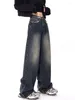 Jeans da donna Y2k Chic Donna Blu scuro dritto allentato BF Vita alta Casual Jean Pantaloni larghi in denim femminile 2024 Pantaloni autunno inverno