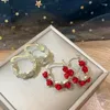 Orecchini a cerchio Design con fascino Opale bianco per le donne Temperamento Cerchio geometrico Zircone Goccia Ciondola regalo di gioielli per feste