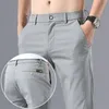 Men's Slim Fit Ice Silk Chinos Khakis Trousers Spring and Summer Trendy High-End Stretch Business Casual Pants 240119