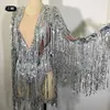 Stadiumkleding Sparkly Pailletten Fringe Body Dames Sexy Danser Show Turnpakje Vier Outfit Prom Bar Verjaardagsfeestje DJ Nachtclub Kostuums