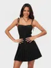 Casual Dresses Women Spaghetti Strap Bodycon Dress Sleeveless Backless Pleated Party Club Mini Corset Bustier Summer