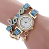 Wristwatches Tide Fashion Simple Fallow Individuality Quartz Watch Around The Bracelet Chain Crystal Leather LOVE Women's