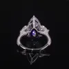 Cluster Rings GEM'S BALLET Pear Shape Diamond-fire CZ- White Handmade 925 Sterling Silver Three Stone Engagement Ring