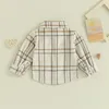 Jaquetas Criança Bebê Menino Menina Flanela Camisa Xadrez Jaqueta Botão Para Baixo Criança Lapela Cardigan Queda Casaco Shacket Tops