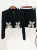 Design Handmade Beaded Studded Butterfly Short Jacket Skirt 2 Pcs Sets Suit Mini Two Piece Set Outfits Women 240202