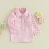 Jaquetas da criança menina camisa jaqueta xadrez impressão manga longa botão cardigan casaco de inverno para bebê infantil primavera outono outwear