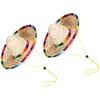 Dog Apparel 2 Pcs Hats Mexican Sombrero Wear-resistant Puppy Delicate Pet Household Straw Decorative