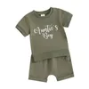 Kledingsets Peuter Baby Boy Girl Summer Outfit Tanties Afdrukken Korte mouw T-shirt Tops Shorts Set 2 stks Casual kleding