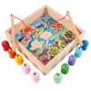 Montessori jouets éducatifs en bois jeux magnétiques jouet de pêche jeu enfants 3D poisson bébé en plein air drôle pour enfants cadeaux 240202