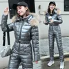 Ski Suit Women Jackets Winter Hooded Parka Jumpsuit Women Bodysuit Sashes Jumpsuits Zipper Overalls Tracksuits 240122