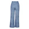 Pantaloni di denim jeans da donna primaverili e autunnali in alto a vita alta in forma di tendenza femminile alla moda di moda da donna al giorno