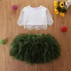 Clothing Sets 1-6Yrs Children Girls Tutu Set Lace Tops Layer Skirts 2Pcs Summer Outfits