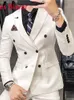 25 Colors Blazer S7XL Wedding Dress Formal Business Slim Mens Suit Jacket Plaid Striped Solid Color 1 Pcs 240201