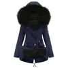 Women's Down EU Size Green Black With Fur Hat Thick Warm Casual Winter Zip Up Jacket For 2024 Bomber Cargo Coat Padded Oversize Parka