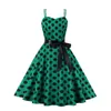 Vestidos casuales 2024 Mujeres Vestido de verano Robe Vintage 50s 60s Big Swing Party Rockabilly Sexy Spaghetti Strap Polka Dot Vestidos