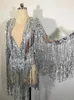 Stadiumkleding Sparkly Pailletten Fringe Body Dames Sexy Danser Show Turnpakje Vier Outfit Prom Bar Verjaardagsfeestje DJ Nachtclub Kostuums