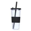 Gobelet à thé à bulles de 24 oz Gobelet à smoothie en plastique avec paille et couvercle en silicone Tasse Boba réutilisable Gobelet à café glacé à double paroi 240122