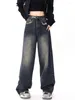 Jeans da donna Y2k Chic Donna Blu scuro dritto allentato BF Vita alta Casual Jean Pantaloni larghi in denim femminile 2024 Pantaloni autunno inverno