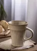 Tassen Retro Kaffee Griff Arbeit Keramik Frühstück Haushalt Wasser Tasse Japanische Küche Gestreift Soild Einfaches Produkt