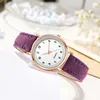 Relógios de pulso feminino pulseira de couro relógio de quartzo luminoso fácil de ler dial pulso para reunião de negócios de escritório externo