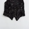 Canotte da donna con paillettes gilet stretto 2024 primavera moda casual versatile gilet glitterato nero top sexy