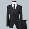 Hoge Kwaliteit Blazer Vest Broek Mannen Eenvoudige Zakelijke Elegante Mode Sollicitatie Gentleman Pak Slanke 3-delig Pak 240125