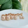 Stud Earrings Minimalist Rose Gold Color Stainless Steel Matte Ball Earings Fashion Jewelry Cute Woman's Ear Accessories