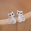 Boucles d'oreilles Buyee 925 en argent Sterling mignon boucle d'oreille chat vif doux petit pour femme fille Punk Rock Animal bijoux