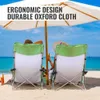 Low Beach Chairs for Adults 2 Pack High Back Folding Beach Chairs and Portable for Outdoor with Cup Holder and Carry Bag 240124