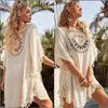 Wholesale Women New Fashion Sexy Beach Cover Up Dress Hollow Out Beach Swimsuit Tassels Sunscreen Clothing Loose Dresses