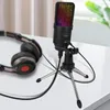 Microfoni Microfono di registrazione Microfono a condensatore RGB per lo streaming di Youtube Zoom Podcasting Trasmissione live portatile