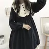 Sukienki swobodne japoński w stylu japońsko-jesiennym damskim odchudzaniem kontrastu w kolorze marszczona słodka lolita sukienka księżniczka kawaii ubranie