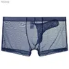 Onderbroeken Sexy Heren Transparante Trunks Ondergoed Ultradunne See Through Boxer Briefs Mesh Olifant Neusslipje Ademend Homme Slip YQ240214